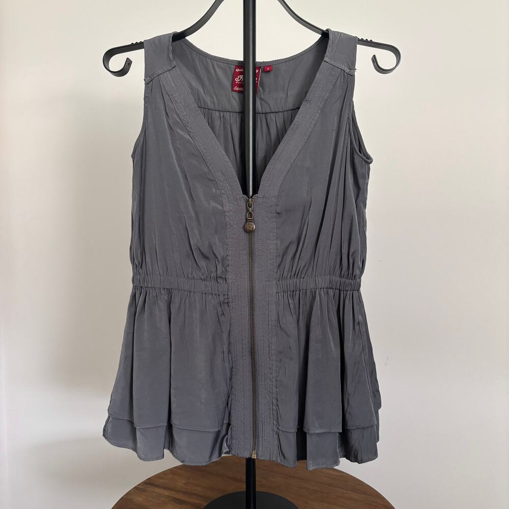 Indian Motorcycle Gray Zip Front Peplum Vest Top Women's Small